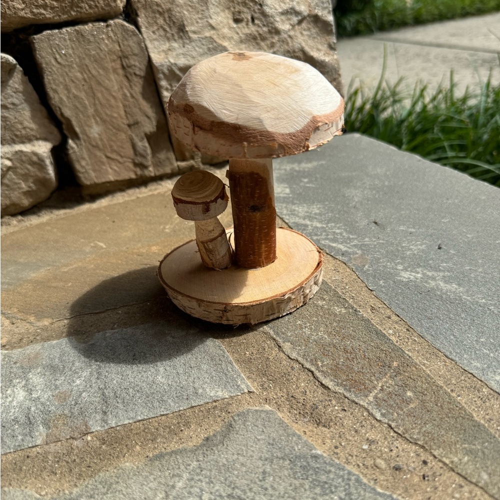 Anthropologie Carved Oak Mushrooms - Picture 2 of 3